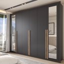 Ver imagem 6 de Guarda-roupa Casal Severo Gold 6 Portas 6 Gavetas com Espelho Preto - Panorama Móveis