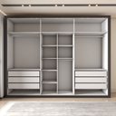 Ver imagem 5 de Guarda-roupa Casal Severo Gold 6 Portas 6 Gavetas com Espelho Preto - Panorama Móveis