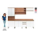 Ver imagem 4 de Cozinha Completa Modulada Armário e Balcão Macadâmia Branco/Freijó