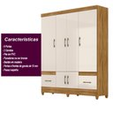 Ver imagem 6 de Guarda Roupa Casal Ms912 4 Portas 2 Gavetas - Freijó / Off White Freijó / Off White