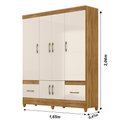 Ver imagem 4 de Guarda Roupa Casal Ms912 4 Portas 2 Gavetas - Freijó / Off White Freijó / Off White