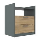 Ver imagem 2 de Mesa Cabeceira MDF 2 Gavetas Veneto Cinza