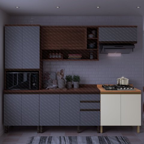 Balcão Macadâmia Com Tampo 2 Portas