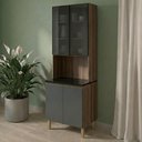 Ver imagem 2 de Paneleiro 4 Portas MDF Vidro 70x221 cm Kali 183488 Carvalho Toq Chumbo Nicioli