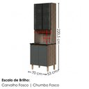 Ver imagem 3 de Paneleiro 4 Portas MDF Vidro 70x221 cm Kali 183488 Carvalho Toq Chumbo Nicioli