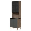 Ver imagem 1 de Paneleiro 4 Portas MDF Vidro 70x221 cm Kali 183488 Carvalho Toq Chumbo Nicioli