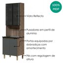 Ver imagem 4 de Paneleiro 4 Portas MDF Vidro 70x221 cm Kali 183488 Carvalho Toq Chumbo Nicioli