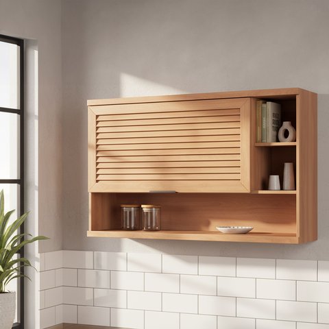 Armário 120cm 1 Porta Basculante Macadâmia