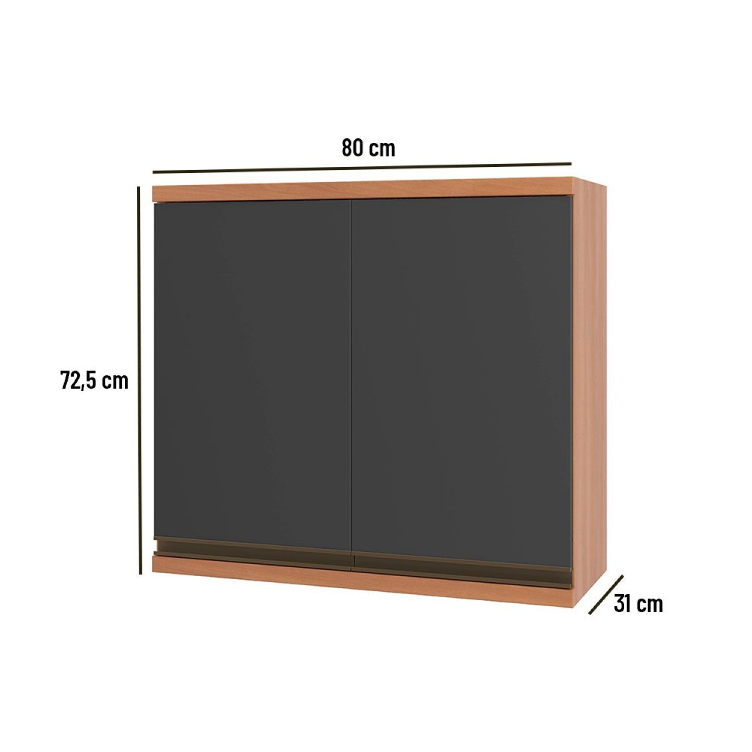 Armário 80cm 2 Portas Macadâmia - 4