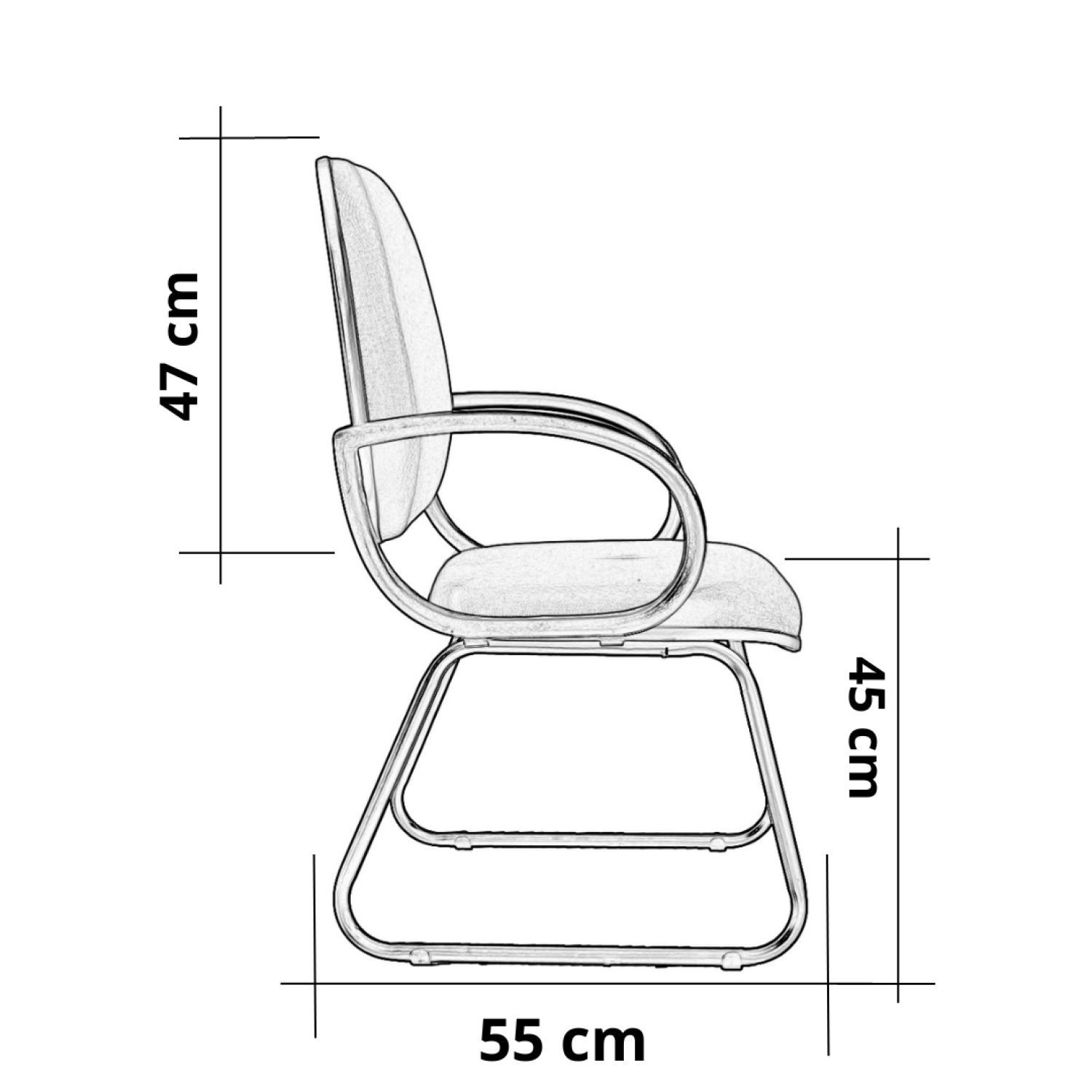 Cadeira Escritório Interlocutor Diretor Sky Estofada com Braço Orelha Metal Wood Design - 5