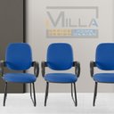 Ver imagem 3 de Cadeira Escritório Interlocutor Fixa Estofada Anatômica Base Sky com Braço