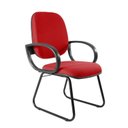 Ver imagem 1 de Cadeira Escritório Interlocutor Fixa Estofada Anatômica Base Sky com Braço Vermelho