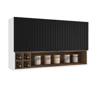 Armário Aéreo Cozinhas Itatiaia Exclusive - 2 Portas - Nicho Garrafeiro - Preto