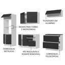Ver imagem 5 de Armário de Cozinha Completa 100% MDF 270cm Branco/Preto Acordes Madesa 06