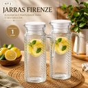 Ver imagem 3 de Kit 2 Jarra Vidro Firenze 1 Litro Tampa Branca Incolor Agua Suco Decorada Porta Geladeira Multiuso
