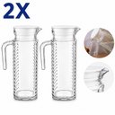 Ver imagem 2 de Kit 2 Jarra Vidro Firenze 1 Litro Tampa Branca Incolor Agua Suco Decorada Porta Geladeira Multiuso
