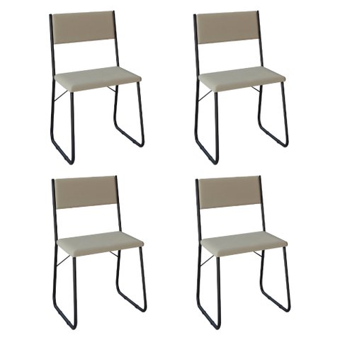 Kit 4 Cadeiras de Jantar Estofadas Angra - Bege
