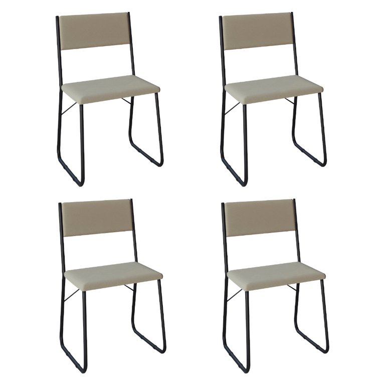 Kit 4 Cadeiras de Jantar Estofadas Angra - Bege