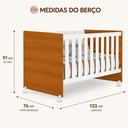 Ver imagem 3 de Berço Tico 100% MDF para Colchão 130x70cm Branco/Fosco/Savana