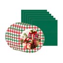Ver imagem 1 de Kit Sousplat + Guardanapo Natal Presentes/xadrez - 6 Peças - com Base