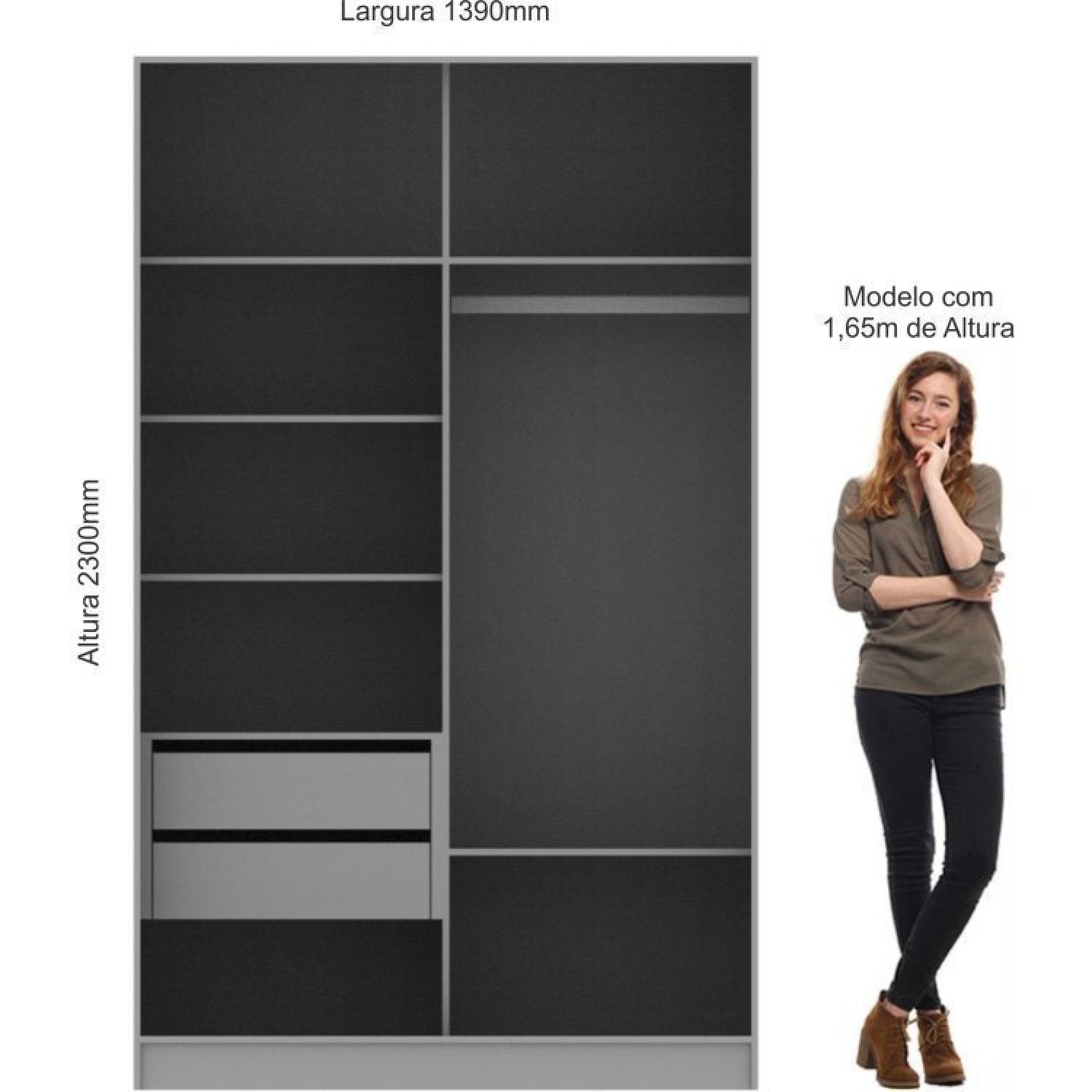 Guarda Roupa Modulado Casal 7 Peças 100% MDF Requinte+  - 19