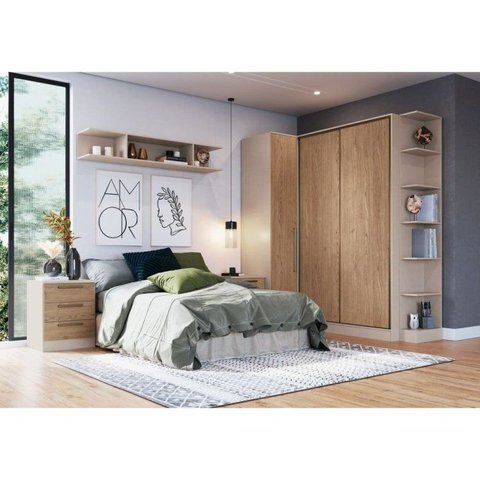 Guarda Roupa Modulado Casal 7 Peças 100% MDF Requinte+ Marrom/Duna Line/Macadâmia