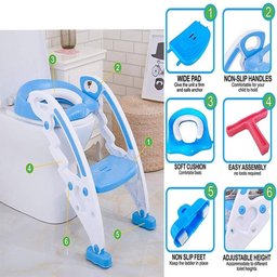 Assento Redutor Infantil com Escada Troninho com Apoio Criança Vaso Sanitário Escadinha Azul - 10 Assento Redutor Infantil com Escada Troninho com Apoio Criança Vaso Sanitário Escadinha Azul - 10