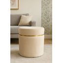 Ver imagem 1 de Puff Cinta Dourada Superior Palha Tecido Veludo