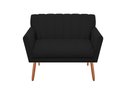 Ver imagem 1 de Namoradeira Decorativa Cecília Couro Preto 2 Lugares Pés Madeira Mz Decor
