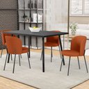 Ver imagem 2 de Kit 2 Cadeiras Sala de Jantar Estofada Gavi L02 Tecido Terracota - Lyam Decor