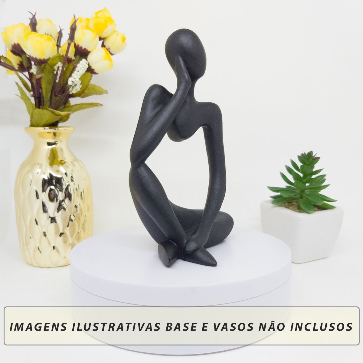 Kit Enfeite Decorativo Figura Abstrata Homem Pensador Reflexão Ampulheta Decoração Ambientes - Kit a - 2