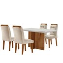 Ver imagem 2 de Sala de Jantar Mesa Olímpia 120cm Mdf Vidro Canto Reto com 4 Cadeiras Carol Moderna