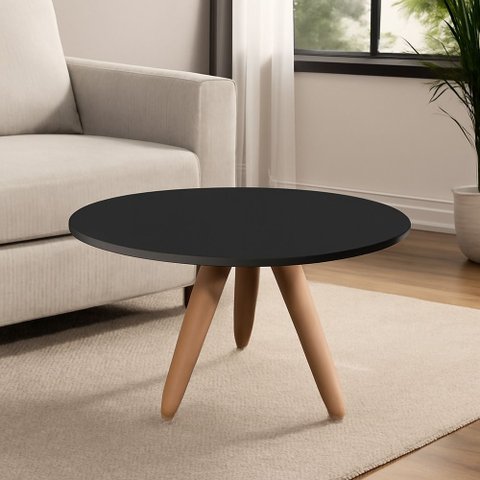 Mesa de Centro Redonda para Sala Pé de Madeira Retrô Camila B04 - D’Rossi