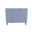 Ver imagem 1 de Cômoda 4 Gavetas 1 Porta 112x91x47 Azul Sereno - Mdf Arauco