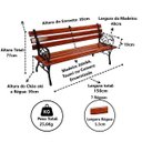 Ver imagem 3 de Banco de Jardim Francês em Ferro 7 Réguas Madeira Verniz Unicláudio 00088ervx7uc