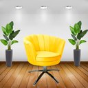 Ver imagem 4 de Kit Duas Poltronas Giratórias Pétalas Sued Premium Amarelo