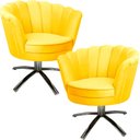 Ver imagem 1 de Kit Duas Poltronas Giratórias Pétalas Sued Premium Amarelo