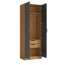 Ver imagem 4 de Guarda-Roupa Modulado 2 Portas 2 Gavetas 80cm x 52cm x 230cm Linha Liga Modulado Cinza Canela/Grafite