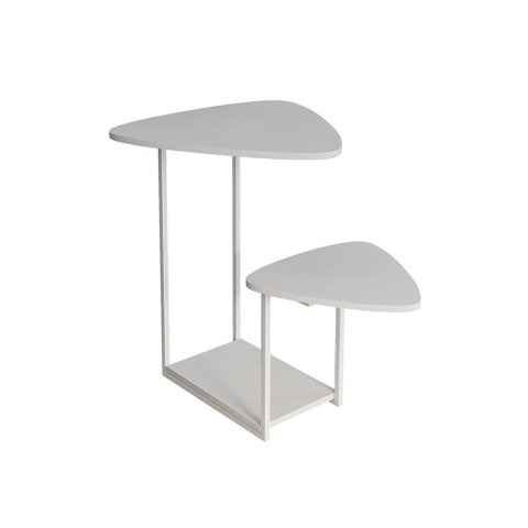 Mesa de Apoio Ferro Branco Tampo Esfiha Branco Cibele