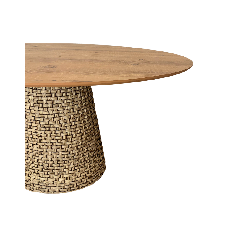 Mesa De Jantar Cone Oval 140x90 cm Tampo Antíqua Base Fibra Sintética Personal Decor Mesa de Jantar 
