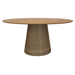 Mesa De Jantar Cone Oval 140x90 cm Tampo Antíqua Base Fibra Sintética Personal Decor Mesa de Jantar  - 2