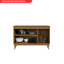 Ver imagem 2 de Buffet Aparador Madeira Maciça e Tela Tipo Rathan Sintética 3 Portas Deltran