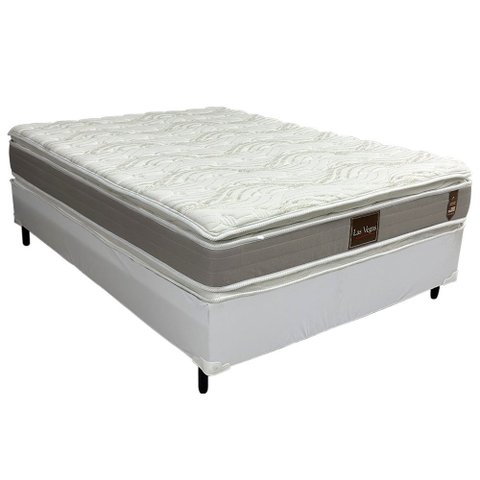 Cama Box Casal Sintético + Colchão Prime Casal Las Vegas 138x188x73: Branco