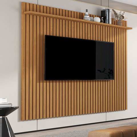 Painel Ripado para TV até 75 Polegadas MDF 185,5CMX183CM Vênus 1.8 Marrom