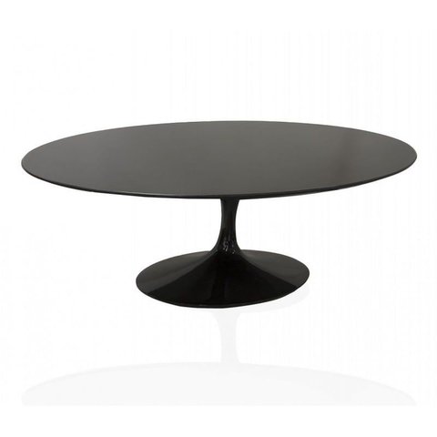 Mesa de Centro Saarinen Oval 137x90cm Madeira Base Preta Laca Preta