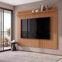 Ver imagem 1 de Painel Ripado para TV até 85 Polegadas MDF 230,5CMX183CM Versátil 1.8 Marrom