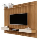 Ver imagem 2 de Painel Ripado para TV até 70 Polegadas MDF 185,5CMX218CM Nicho 2 Portas Prateleira Nature Off White Vênus Marrom