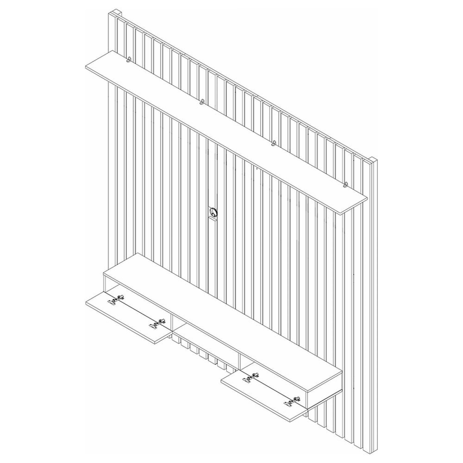 Painel Ripado para TV até 70 Polegadas com Nicho 2 Portas e Prateleira Venus 1.8 - 2