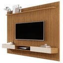 Ver imagem 1 de Painel Ripado para TV até 70 Polegadas MDF 185,5cmx218cm Nicho 2 Portas Prateleira Nature Off White Vênus