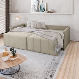 Sofá Cama Baraúna Retrátil e Reclinável 3 lugares 1,80m em Linho CabeCasa MadeiraMadeira - 2